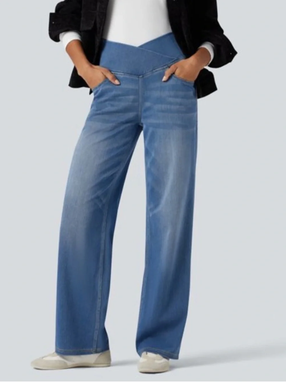 Halara Flex Denim High-Waist Straight Leg Jeans - medium Blue H3